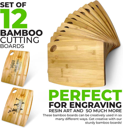 Bulk Plain Bamboo Cutting Board (Set of 12) | For Customized, Personalized Engraving Purpose | Wholesale Premium Blank Bamboo Board (Rectangular 12" X 9")