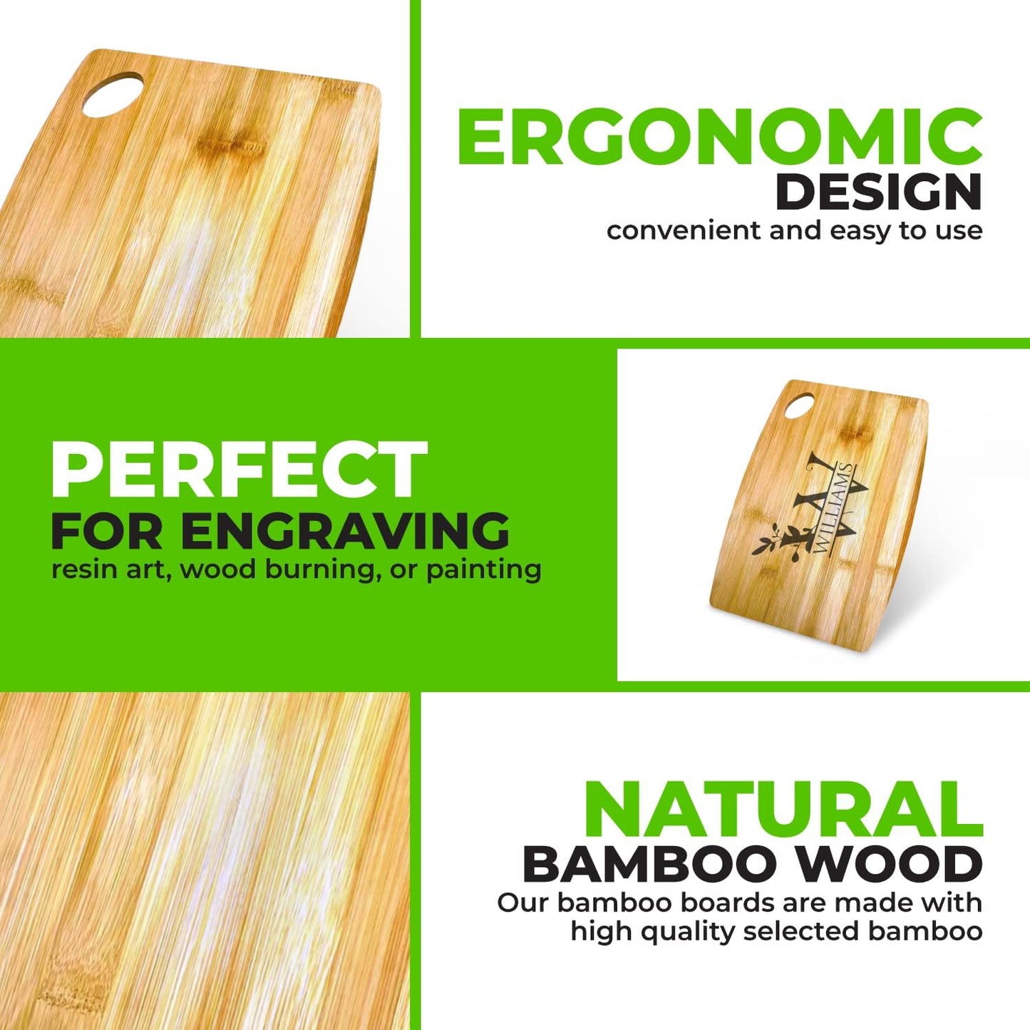 Bulk Plain Bamboo Cutting Board (Set of 12) | For Customized, Personalized Engraving Purpose | Wholesale Premium Blank Bamboo Board (Rectangular 12" X 9")