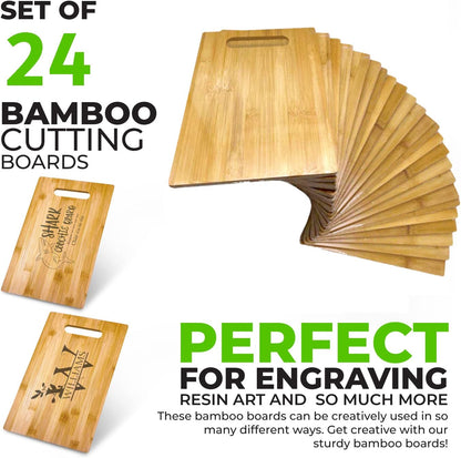 Bulk Plain Bamboo Cutting Board (Set of 12) | For Customized, Personalized Engraving Purpose | Wholesale Premium Blank Bamboo Board (Rectangular 12" X 9")