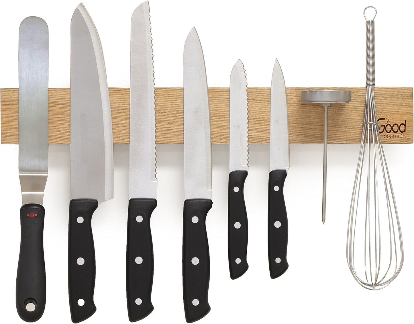 Magnetic Knife Strip w XL 18" Design- Powerful Magnet Wooden Knife Rack for Easy Wall Mounting- Secure your Knives and Utensils and Free Up Space