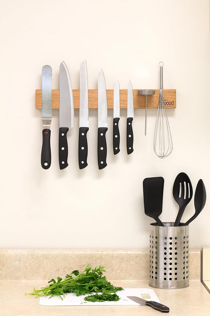 Magnetic Knife Strip w XL 18" Design- Powerful Magnet Wooden Knife Rack for Easy Wall Mounting- Secure your Knives and Utensils and Free Up Space