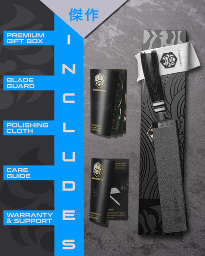 Fillet Knife - 7 inch - Ronin Series - Flexible - Razor Sharp - Forged 7Cr17MoV High Carbon Stainless Steel - Boning, Trimming, Skinning - Wood Handle with Blade Guard