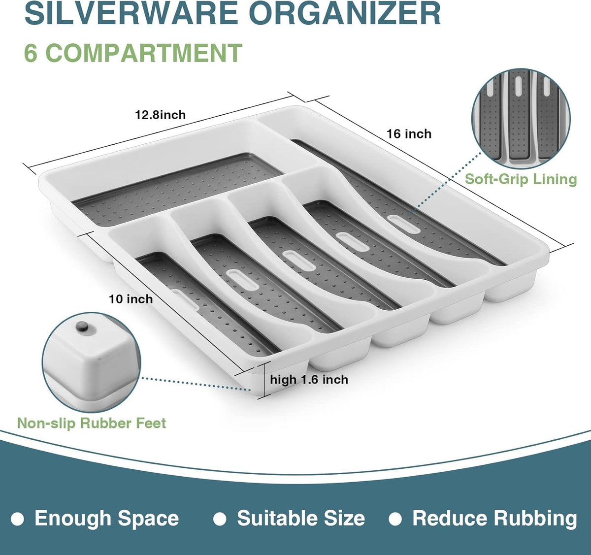 Black Silverware Set, 49-Piece Flatware Set with Drawer Organizer, Durable Stainless Steel Cutlery Set for 8, Tableware Eating Utensils with Steak Knives for Home Restaurant