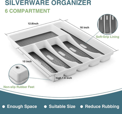 Black Silverware Set, 49-Piece Flatware Set with Drawer Organizer, Durable Stainless Steel Cutlery Set for 8, Tableware Eating Utensils with Steak Knives for Home Restaurant