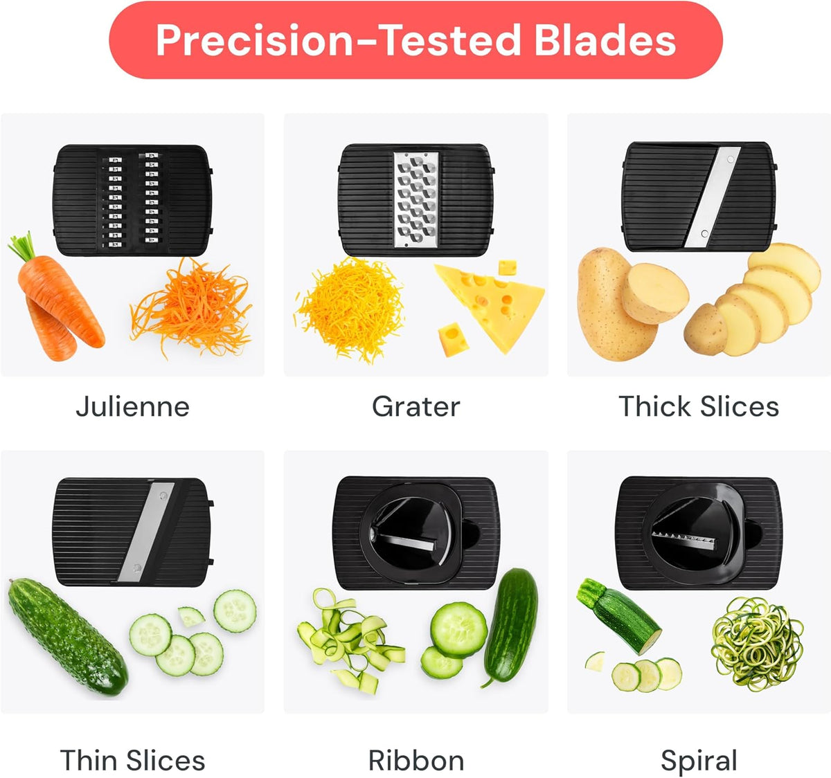 Pro Mandoline Vegetable Slicer, 6-in-1 Kitchen Prep Tool