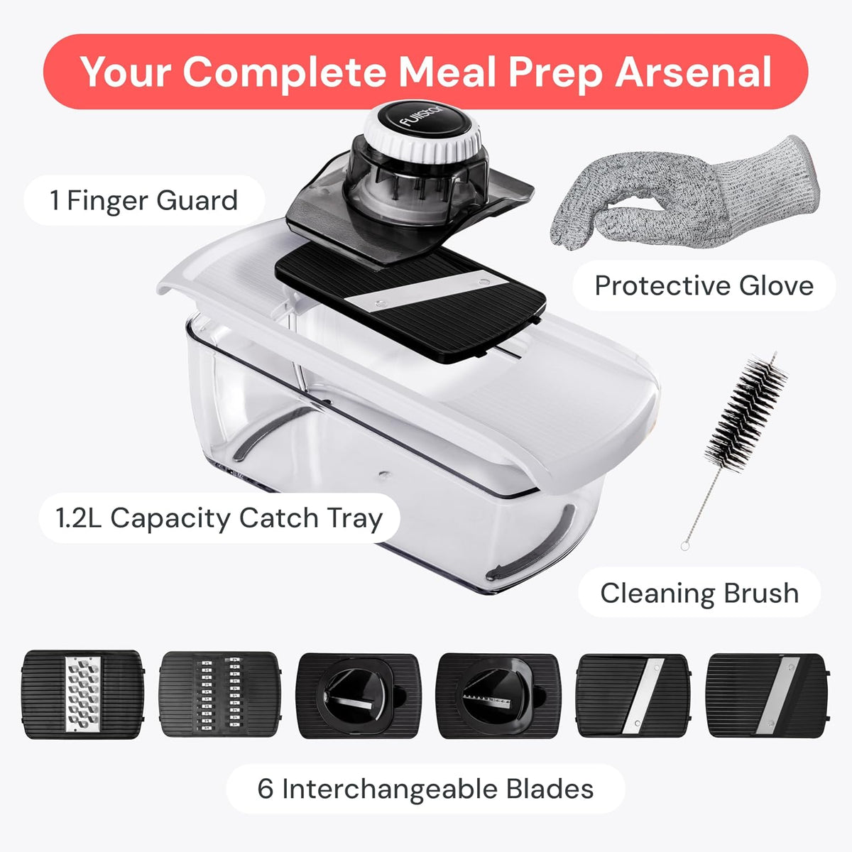 Pro Mandoline Vegetable Slicer, 6-in-1 Kitchen Prep Tool