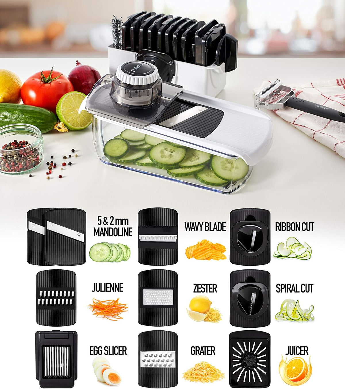 Pro Mandoline Vegetable Slicer, 6-in-1 Kitchen Prep Tool