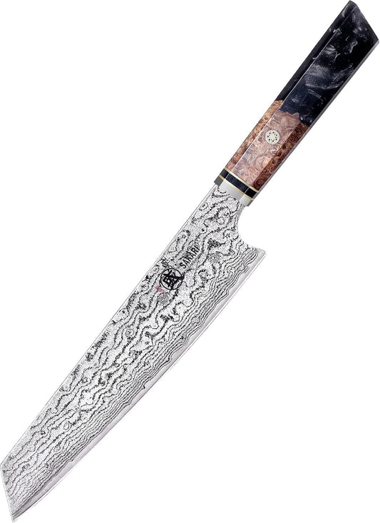 8 inch Kiritsuke Chef Knife & Japanese Sushi Knife, Hand Forged AUS-10 Damascus Steel with Shadowwood Handle & Sandalwood Box