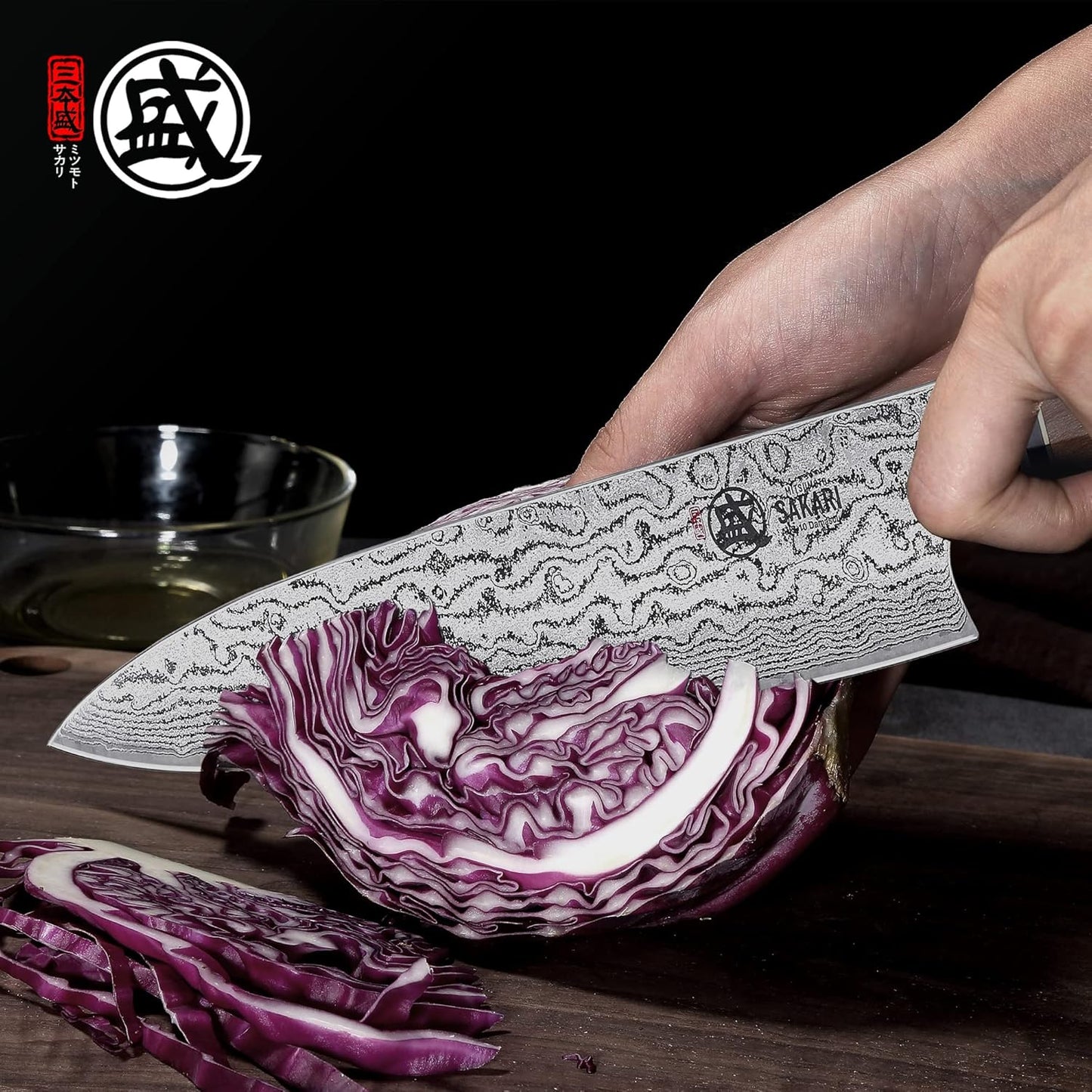 8 inch Kiritsuke Chef Knife & Japanese Sushi Knife, Hand Forged AUS-10 Damascus Steel with Shadowwood Handle & Sandalwood Box