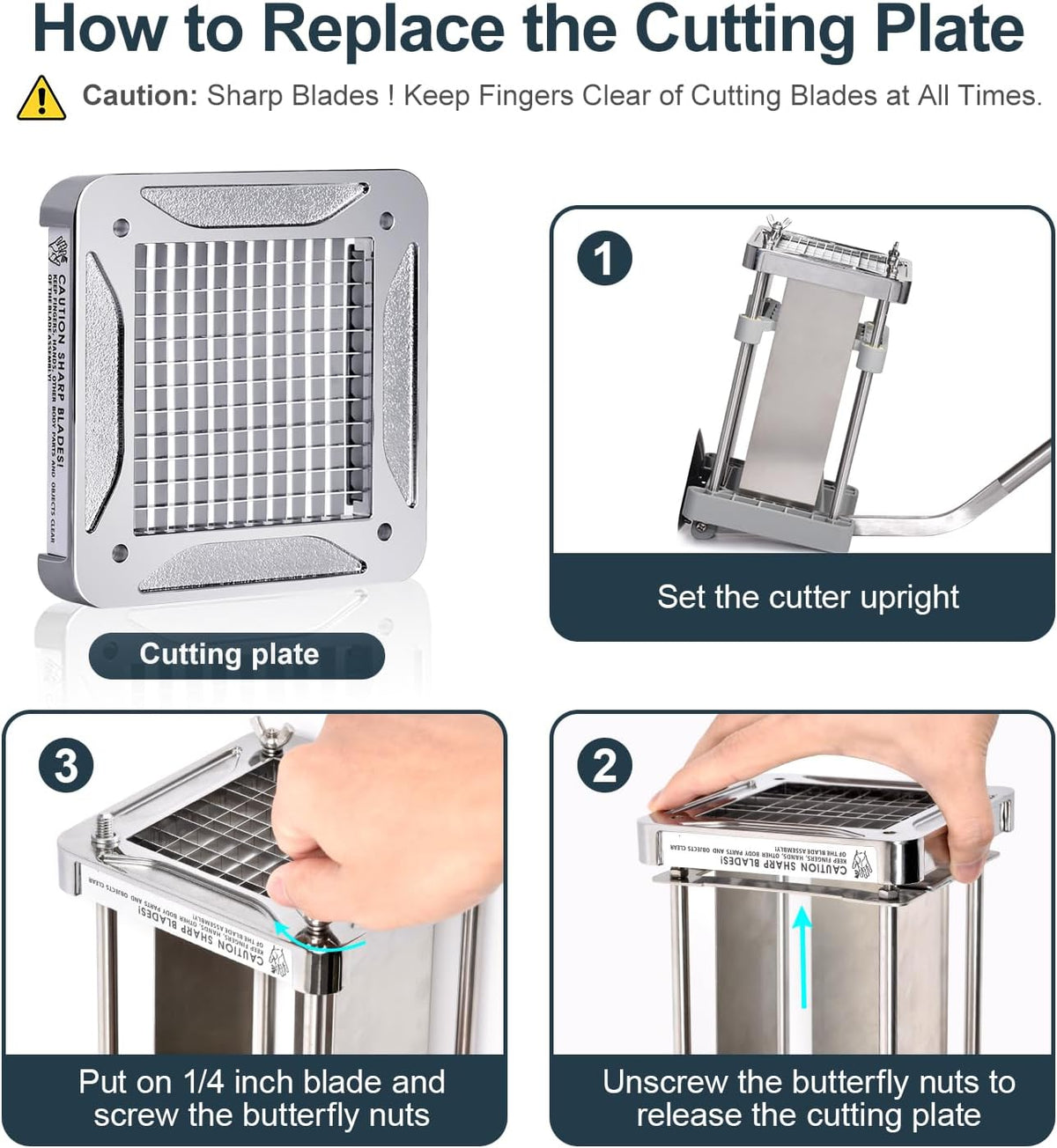 French Fry Cutter for Potatoes, 1/2 Inch Professional Grade