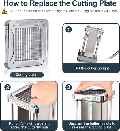 French Fry Cutter for Potatoes, 1/2 Inch Professional Grade