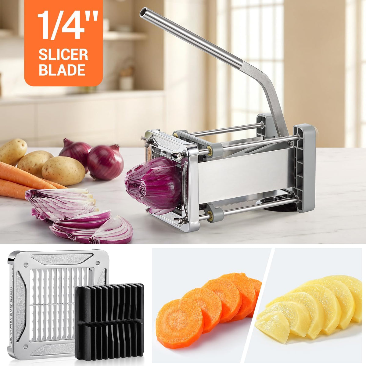 French Fry Cutter for Potatoes, 1/2 Inch Professional Grade