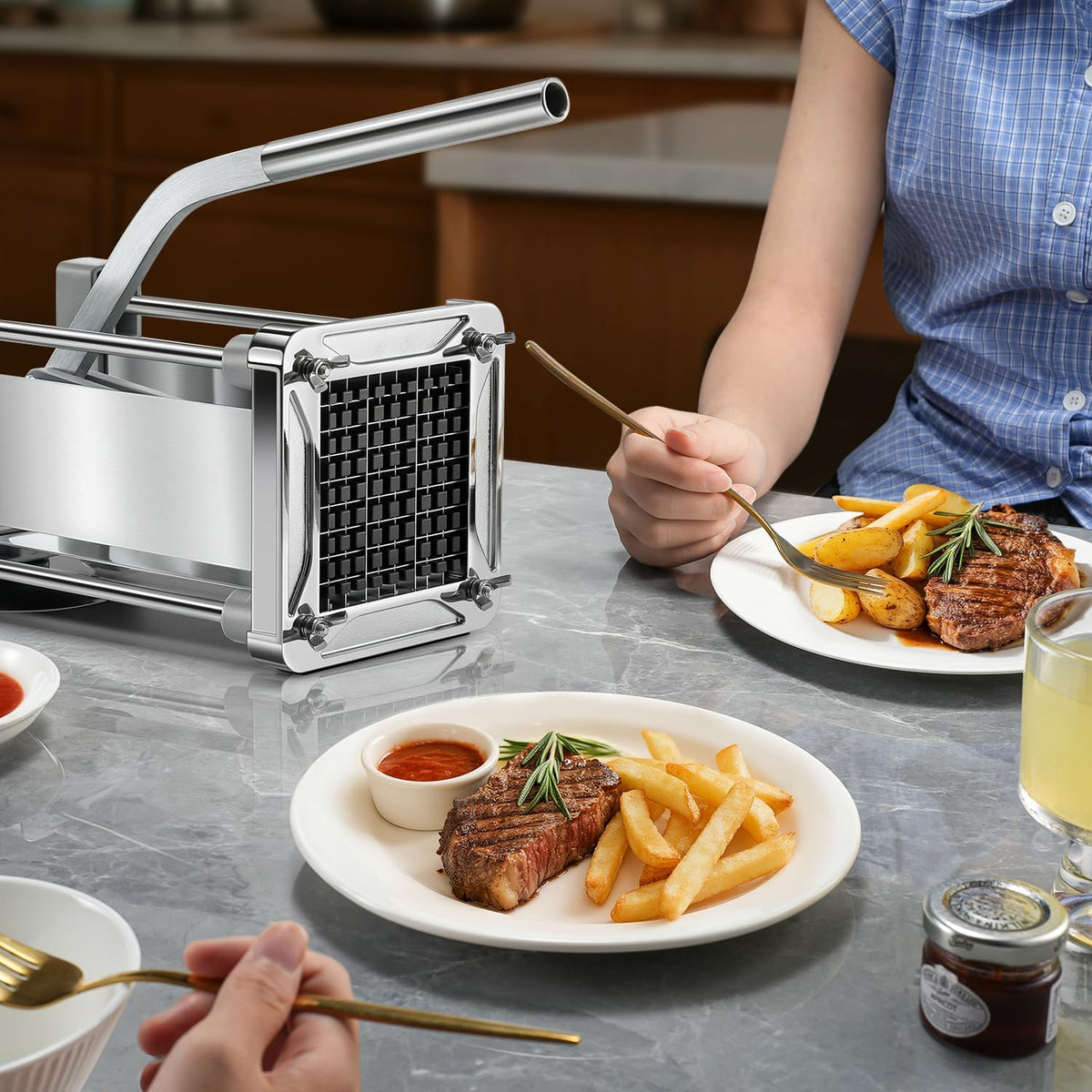 French Fry Cutter for Potatoes, 1/2 Inch Professional Grade