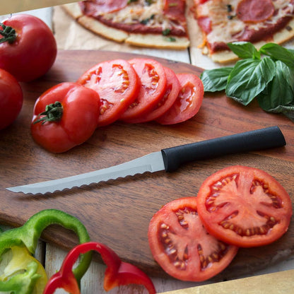 Tomato Slicer Knife (W226), Black Handle | 5" Stainless Steel Serrated Blade, Black Resin Handle