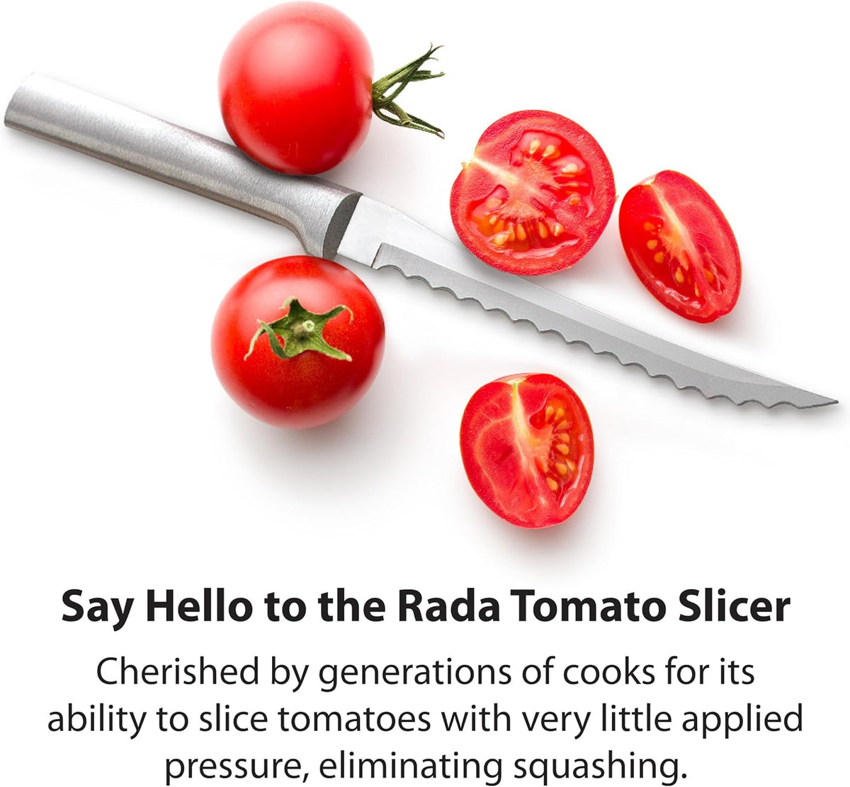 Tomato Slicer Knife (W226), Black Handle | 5" Stainless Steel Serrated Blade, Black Resin Handle
