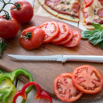 Tomato Slicer Knife (W226), Black Handle | 5" Stainless Steel Serrated Blade, Black Resin Handle