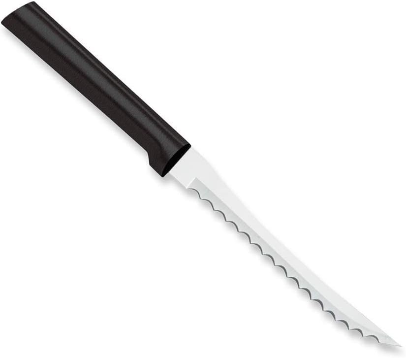 Tomato Slicer Knife (W226), Black Handle | 5" Stainless Steel Serrated Blade, Black Resin Handle