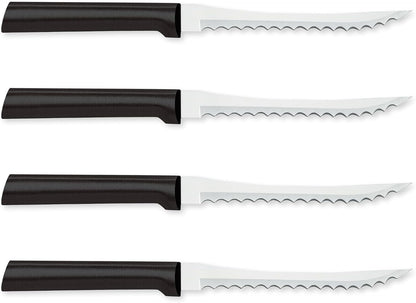 Tomato Slicer Knife (W226), Black Handle | 5" Stainless Steel Serrated Blade, Black Resin Handle