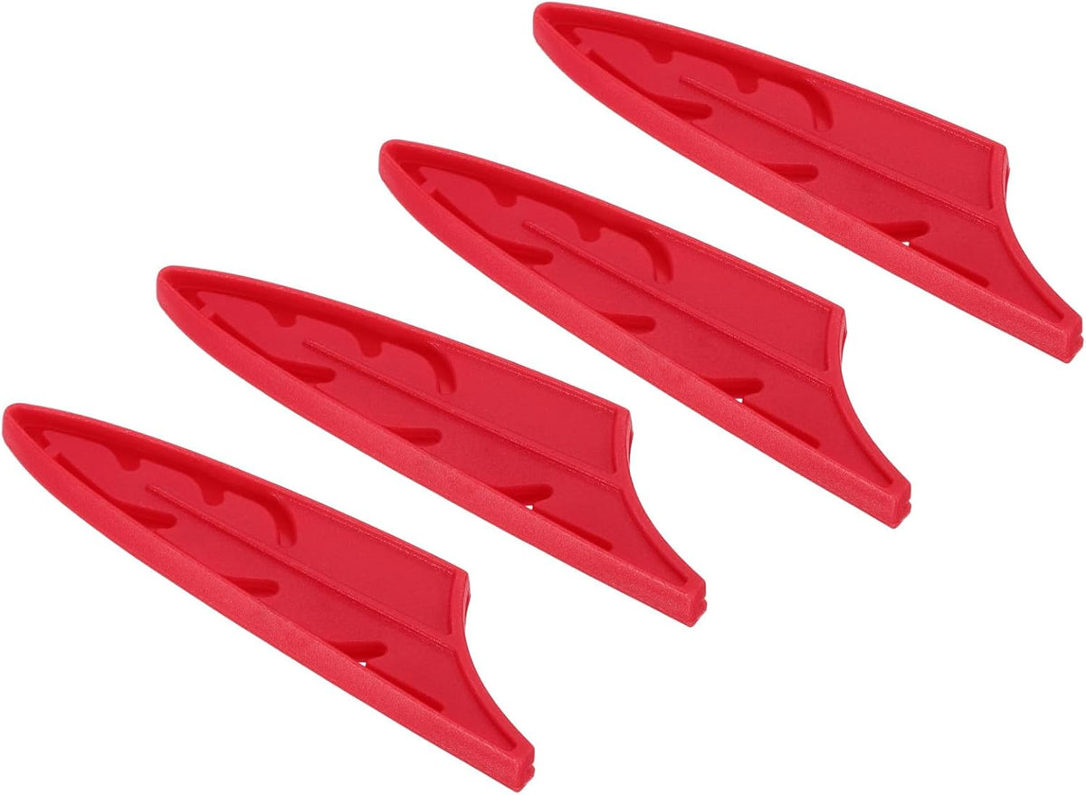 ABS Safety Knife Cover Sleeves for 5" Paring Knife, Universal Chopping Edge Guard Blade Protector Sheath for Kitchen Bar, Red, 13cm L, Pack of 4