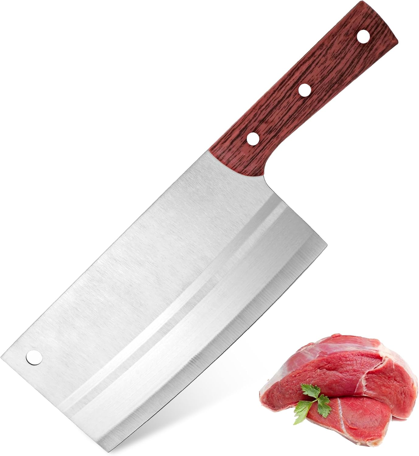 Meat Cleaver Knife 7.4 Inch, Ultra Sharp Chinese Chef's Knives, Full-tang Chopping Knife, 30Cr13 Steel Blade Thickness 2.5 mm, TJ SEGA Series TC1707
