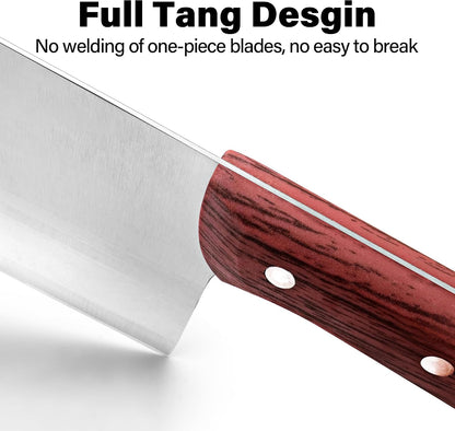 Meat Cleaver Knife 7.4 Inch, Ultra Sharp Chinese Chef's Knives, Full-tang Chopping Knife, 30Cr13 Steel Blade Thickness 2.5 mm, TJ SEGA Series TC1707
