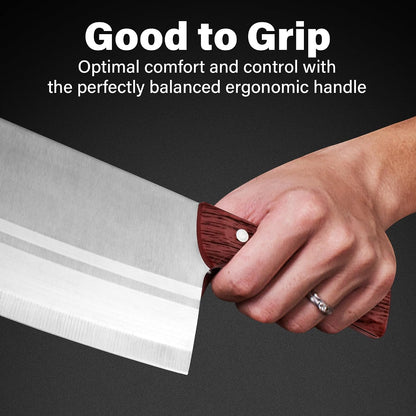 Meat Cleaver Knife 7.4 Inch, Ultra Sharp Chinese Chef's Knives, Full-tang Chopping Knife, 30Cr13 Steel Blade Thickness 2.5 mm, TJ SEGA Series TC1707