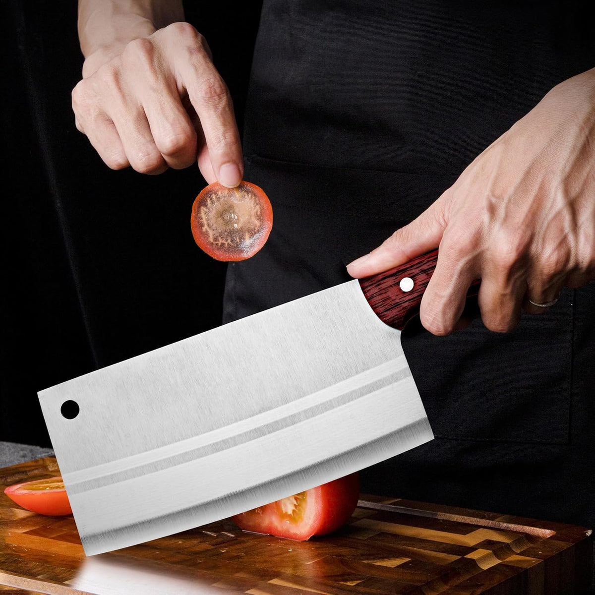 Meat Cleaver Knife 7.4 Inch, Ultra Sharp Chinese Chef's Knives, Full-tang Chopping Knife, 30Cr13 Steel Blade Thickness 2.5 mm, TJ SEGA Series TC1707