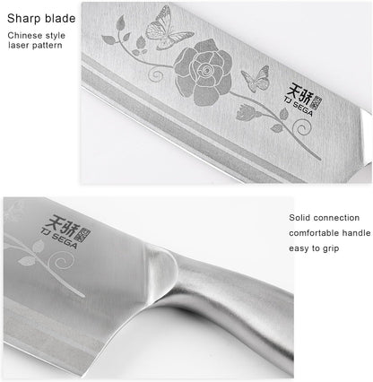 Meat Cleaver Knife 7.4 Inch, Ultra Sharp Chinese Chef's Knives, Full-tang Chopping Knife, 30Cr13 Steel Blade Thickness 2.5 mm, TJ SEGA Series TC1707
