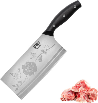 Meat Cleaver Knife 7.4 Inch, Ultra Sharp Chinese Chef's Knives, Full-tang Chopping Knife, 30Cr13 Steel Blade Thickness 2.5 mm, TJ SEGA Series TC1707