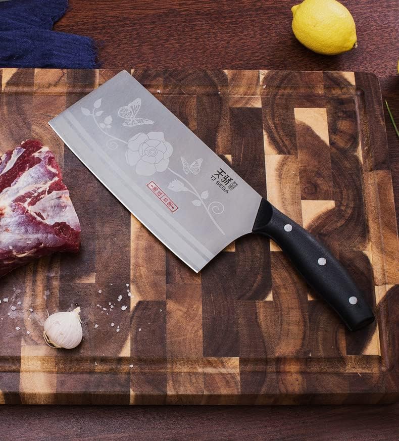 Meat Cleaver Knife 7.4 Inch, Ultra Sharp Chinese Chef's Knives, Full-tang Chopping Knife, 30Cr13 Steel Blade Thickness 2.5 mm, TJ SEGA Series TC1707