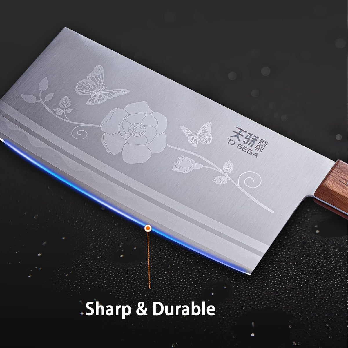 Meat Cleaver Knife 7.4 Inch, Ultra Sharp Chinese Chef's Knives, Full-tang Chopping Knife, 30Cr13 Steel Blade Thickness 2.5 mm, TJ SEGA Series TC1707
