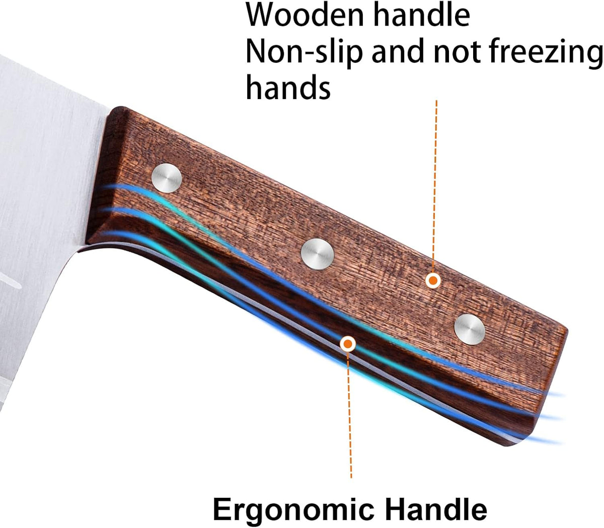 Meat Cleaver Knife 7.4 Inch, Ultra Sharp Chinese Chef's Knives, Full-tang Chopping Knife, 30Cr13 Steel Blade Thickness 2.5 mm, TJ SEGA Series TC1707