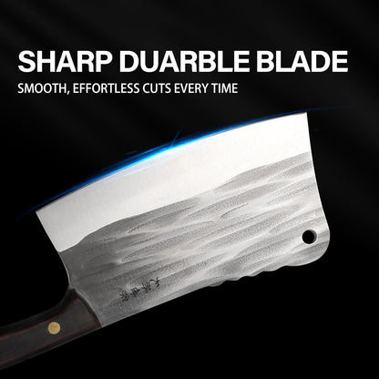 Meat Cleaver Knife 7.4 Inch, Ultra Sharp Chinese Chef's Knives, Full-tang Chopping Knife, 30Cr13 Steel Blade Thickness 2.5 mm, TJ SEGA Series TC1707