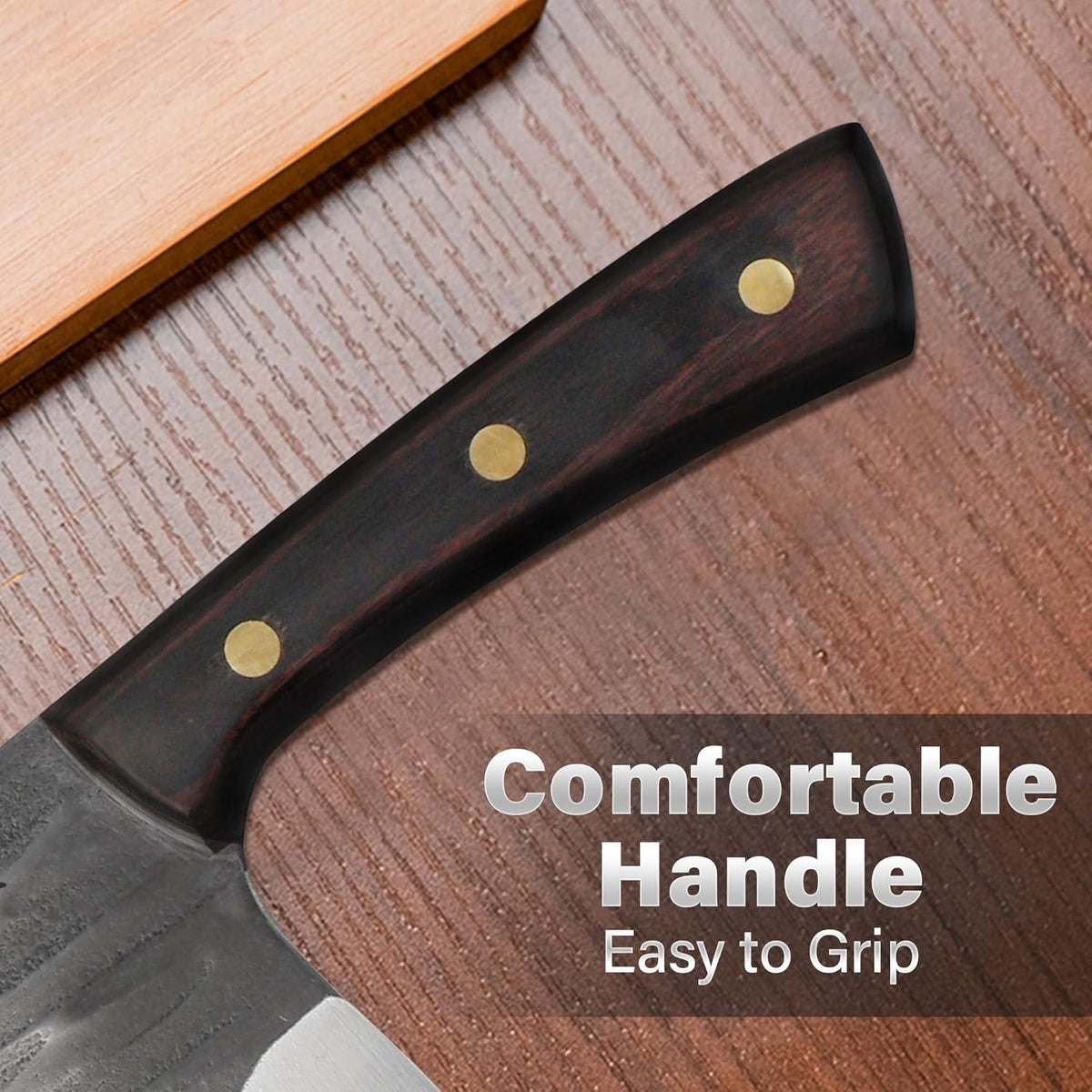 Meat Cleaver Knife 7.4 Inch, Ultra Sharp Chinese Chef's Knives, Full-tang Chopping Knife, 30Cr13 Steel Blade Thickness 2.5 mm, TJ SEGA Series TC1707
