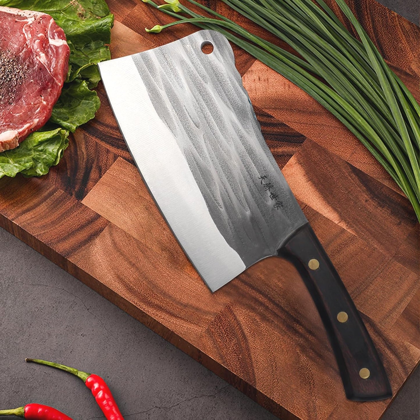 Meat Cleaver Knife 7.4 Inch, Ultra Sharp Chinese Chef's Knives, Full-tang Chopping Knife, 30Cr13 Steel Blade Thickness 2.5 mm, TJ SEGA Series TC1707