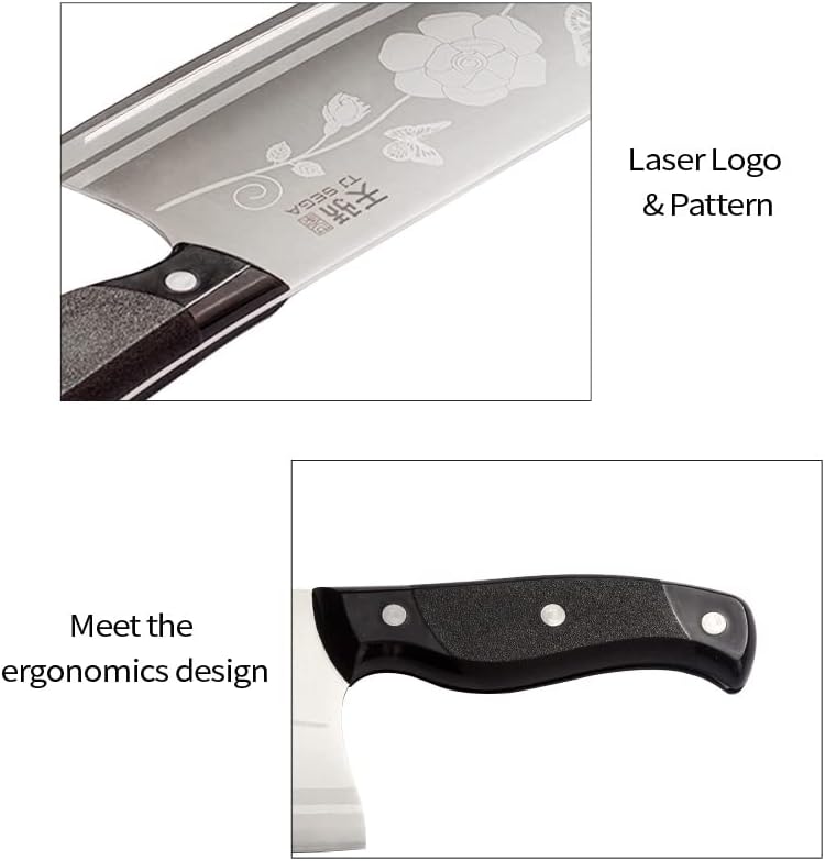 Meat Cleaver Knife 7.4 Inch, Ultra Sharp Chinese Chef's Knives, Full-tang Chopping Knife, 30Cr13 Steel Blade Thickness 2.5 mm, TJ SEGA Series TC1707