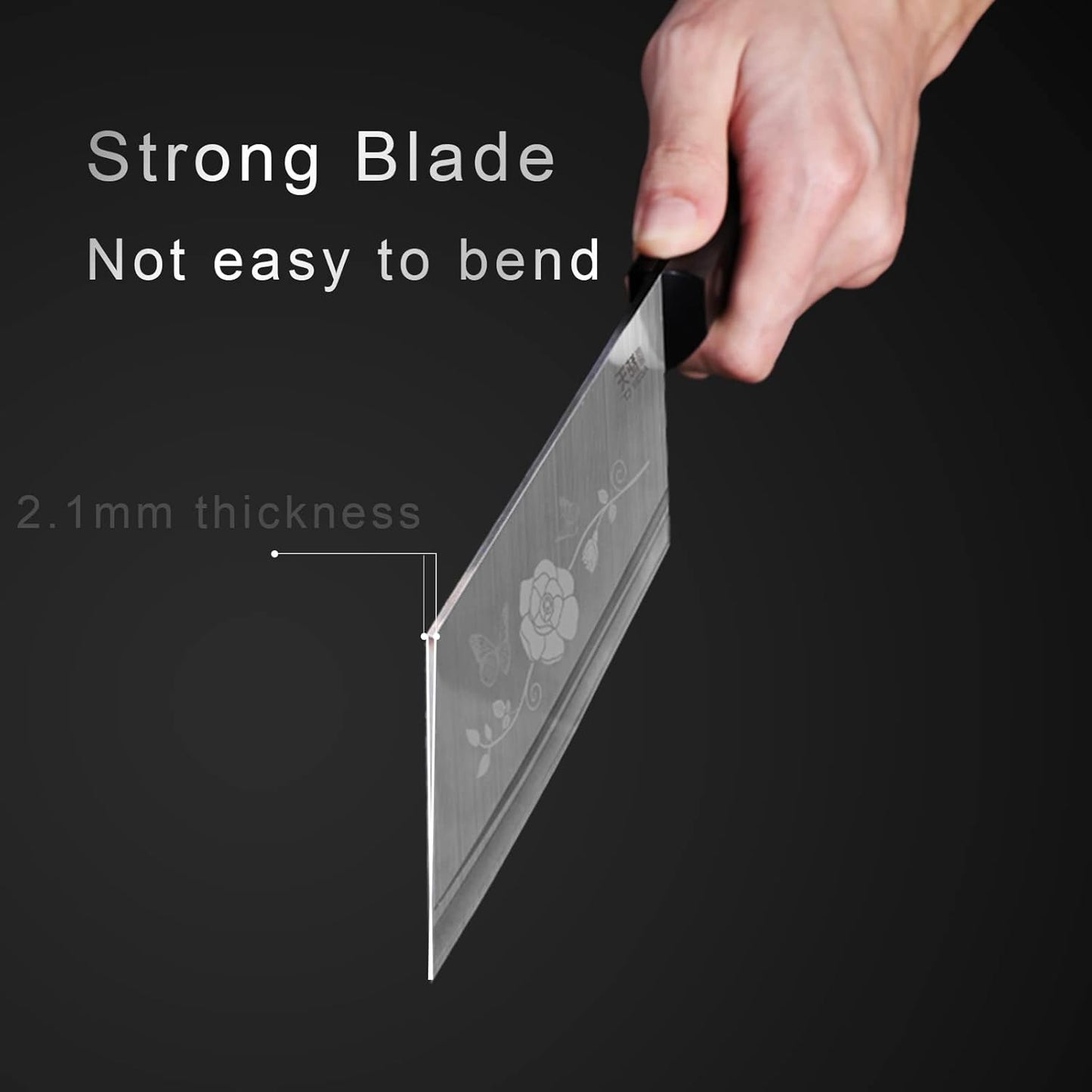 Meat Cleaver Knife 7.4 Inch, Ultra Sharp Chinese Chef's Knives, Full-tang Chopping Knife, 30Cr13 Steel Blade Thickness 2.5 mm, TJ SEGA Series TC1707