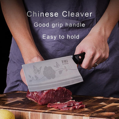 Meat Cleaver Knife 7.4 Inch, Ultra Sharp Chinese Chef's Knives, Full-tang Chopping Knife, 30Cr13 Steel Blade Thickness 2.5 mm, TJ SEGA Series TC1707