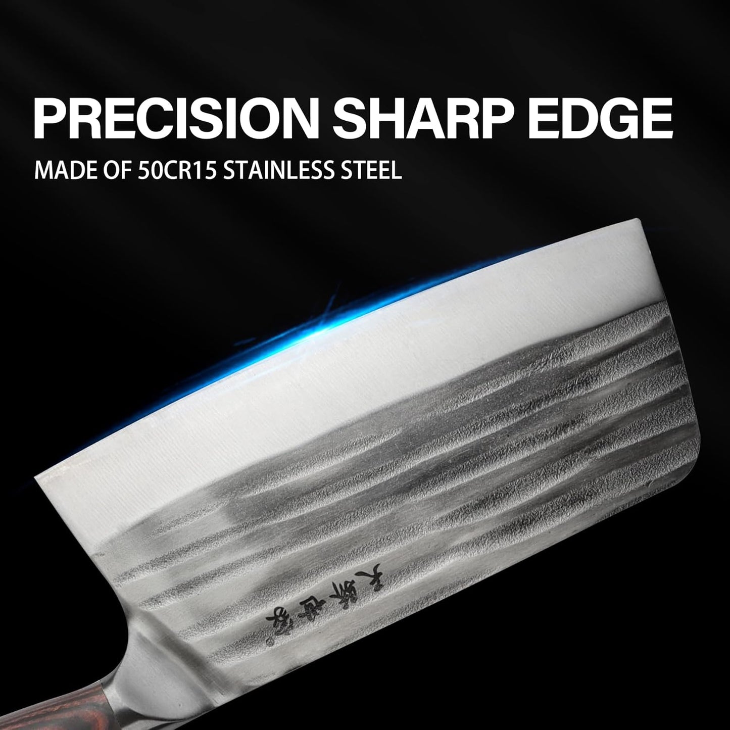 Meat Cleaver Knife 7.4 Inch, Ultra Sharp Chinese Chef's Knives, Full-tang Chopping Knife, 30Cr13 Steel Blade Thickness 2.5 mm, TJ SEGA Series TC1707
