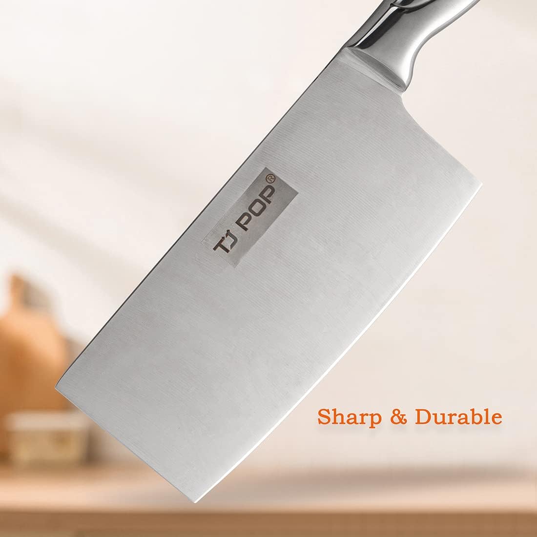 Meat Cleaver Knife 7.4 Inch, Ultra Sharp Chinese Chef's Knives, Full-tang Chopping Knife, 30Cr13 Steel Blade Thickness 2.5 mm, TJ SEGA Series TC1707