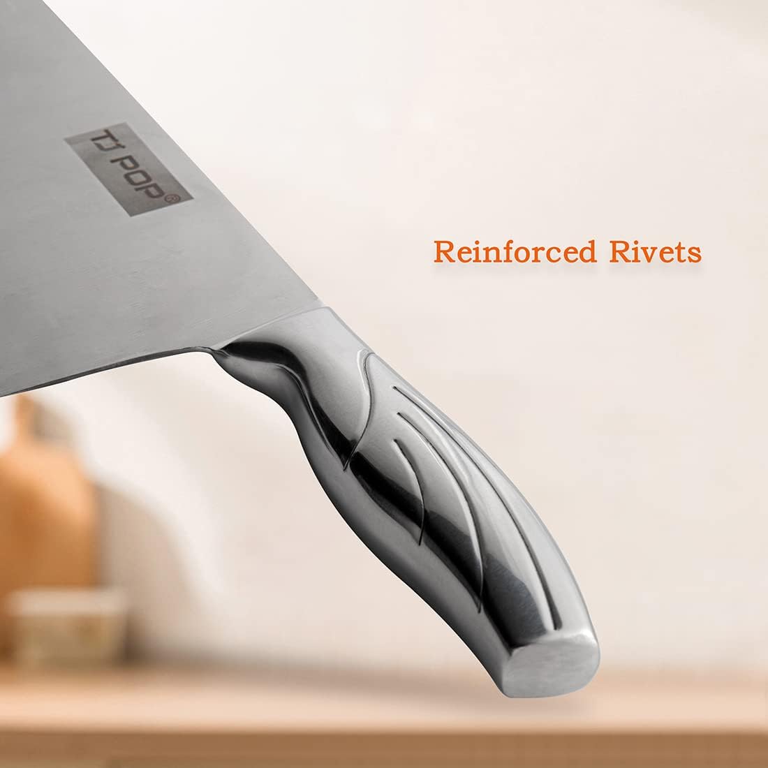 Meat Cleaver Knife 7.4 Inch, Ultra Sharp Chinese Chef's Knives, Full-tang Chopping Knife, 30Cr13 Steel Blade Thickness 2.5 mm, TJ SEGA Series TC1707
