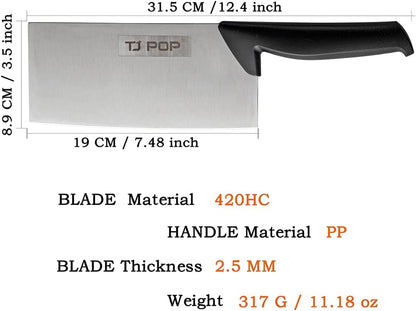 Meat Cleaver Knife 7.4 Inch, Ultra Sharp Chinese Chef's Knives, Full-tang Chopping Knife, 30Cr13 Steel Blade Thickness 2.5 mm, TJ SEGA Series TC1707