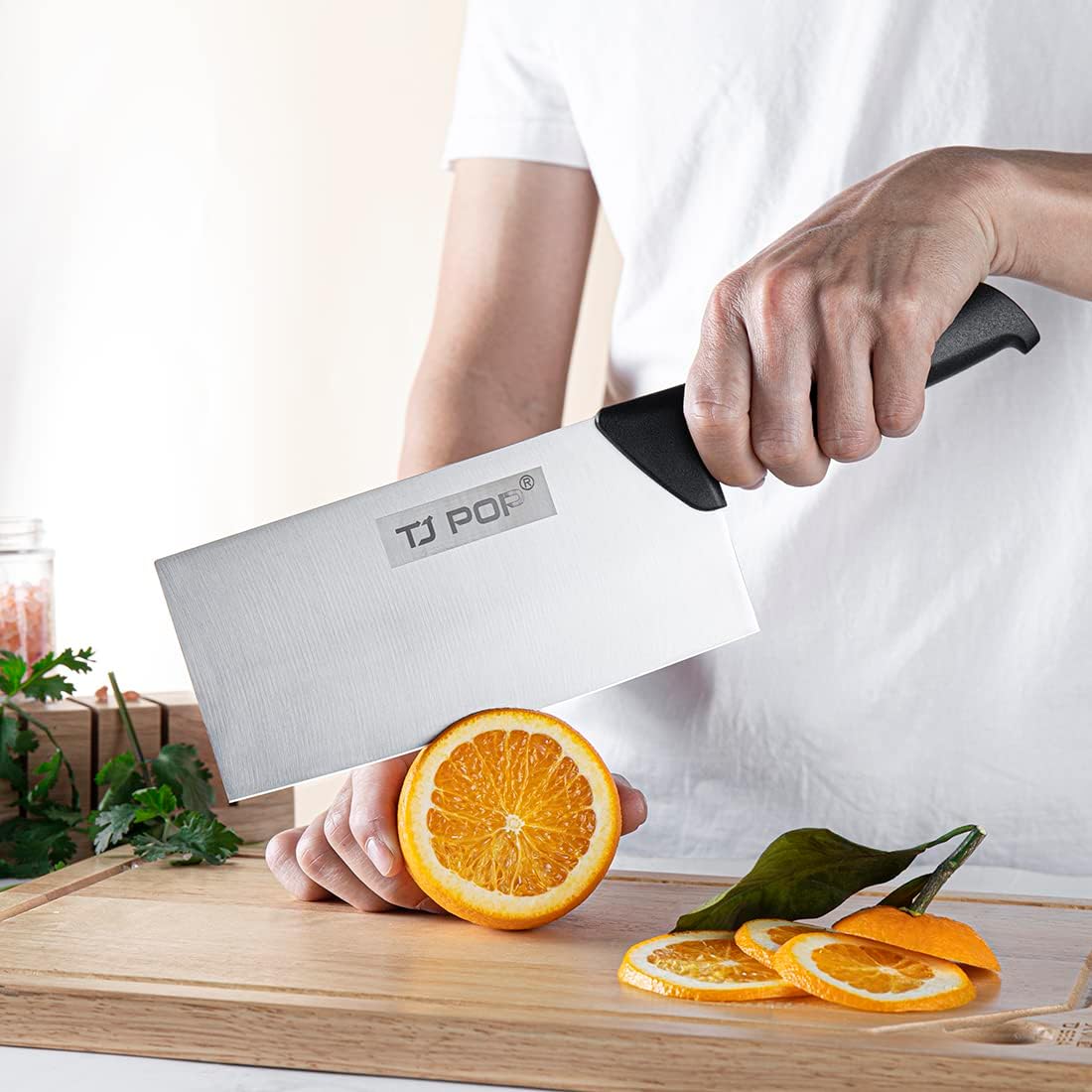 Meat Cleaver Knife 7.4 Inch, Ultra Sharp Chinese Chef's Knives, Full-tang Chopping Knife, 30Cr13 Steel Blade Thickness 2.5 mm, TJ SEGA Series TC1707