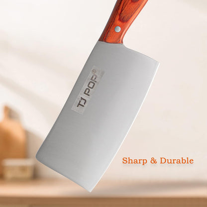 Meat Cleaver Knife 7.4 Inch, Ultra Sharp Chinese Chef's Knives, Full-tang Chopping Knife, 30Cr13 Steel Blade Thickness 2.5 mm, TJ SEGA Series TC1707