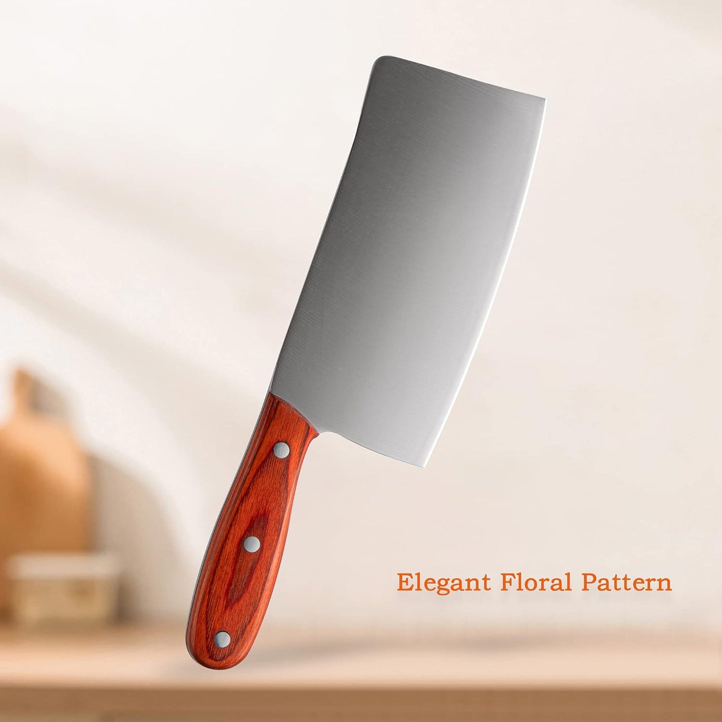 Meat Cleaver Knife 7.4 Inch, Ultra Sharp Chinese Chef's Knives, Full-tang Chopping Knife, 30Cr13 Steel Blade Thickness 2.5 mm, TJ SEGA Series TC1707
