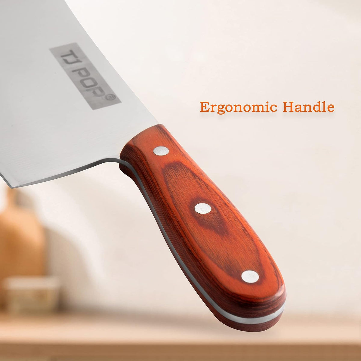 Meat Cleaver Knife 7.4 Inch, Ultra Sharp Chinese Chef's Knives, Full-tang Chopping Knife, 30Cr13 Steel Blade Thickness 2.5 mm, TJ SEGA Series TC1707