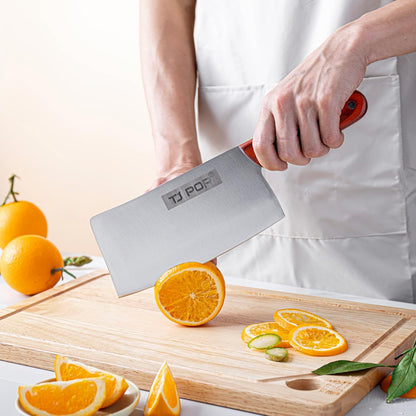 Meat Cleaver Knife 7.4 Inch, Ultra Sharp Chinese Chef's Knives, Full-tang Chopping Knife, 30Cr13 Steel Blade Thickness 2.5 mm, TJ SEGA Series TC1707