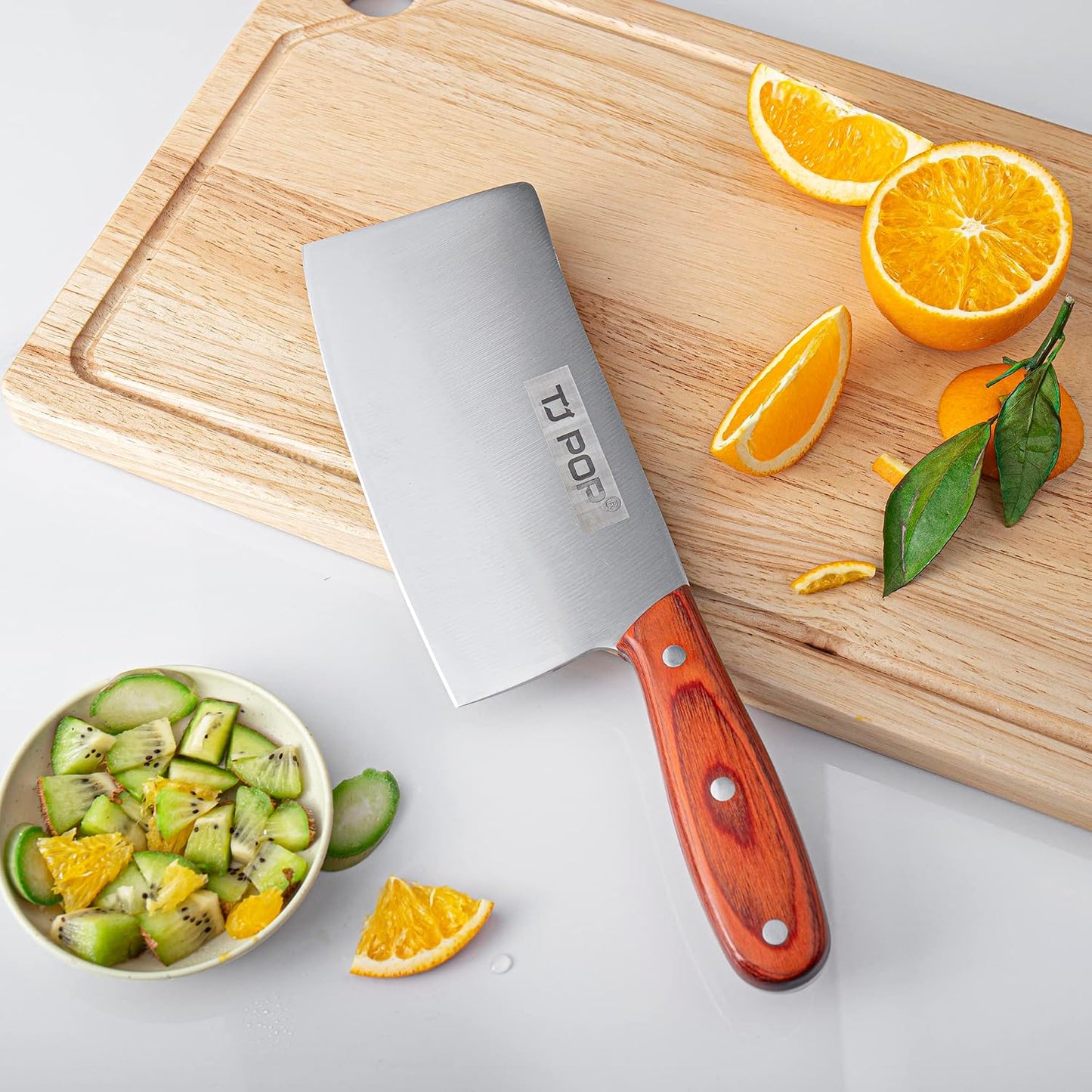 Meat Cleaver Knife 7.4 Inch, Ultra Sharp Chinese Chef's Knives, Full-tang Chopping Knife, 30Cr13 Steel Blade Thickness 2.5 mm, TJ SEGA Series TC1707