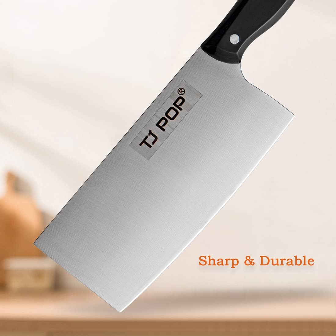 Meat Cleaver Knife 7.4 Inch, Ultra Sharp Chinese Chef's Knives, Full-tang Chopping Knife, 30Cr13 Steel Blade Thickness 2.5 mm, TJ SEGA Series TC1707