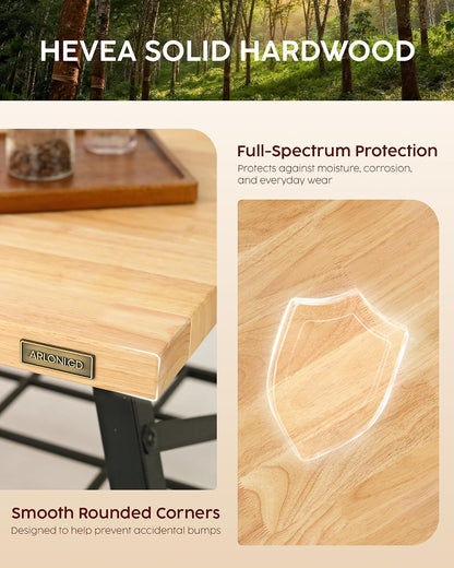 Hevea Butcher Block Countertop, 25"×24"×1.5" Unfinished Wood Table Top